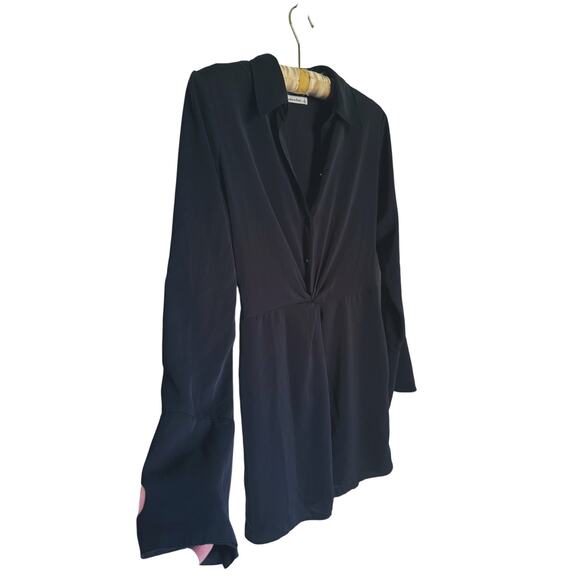 Abercrombie & Fitch Black Twist Front Button Up Shirt Dress Small Quiet Luxury - Picture 6 of 9